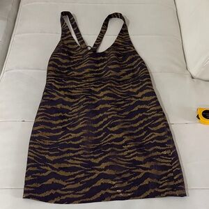 Barneys New York Phillip Lim Gold Purple Suspender Tiger Dress Y2K size 6